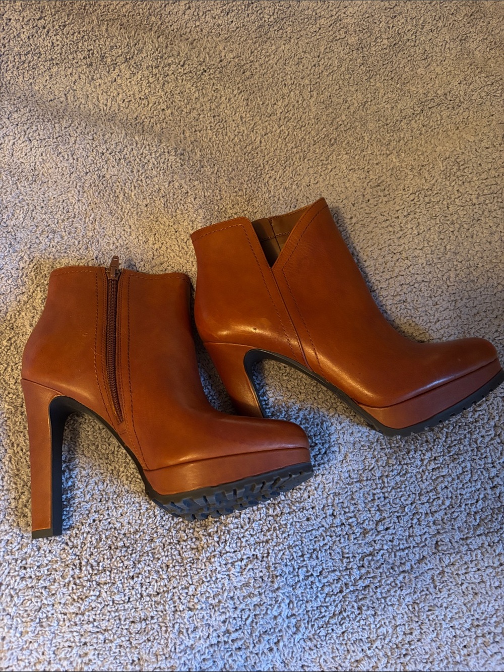 Women's Tan Platform Heel Ankle Booties